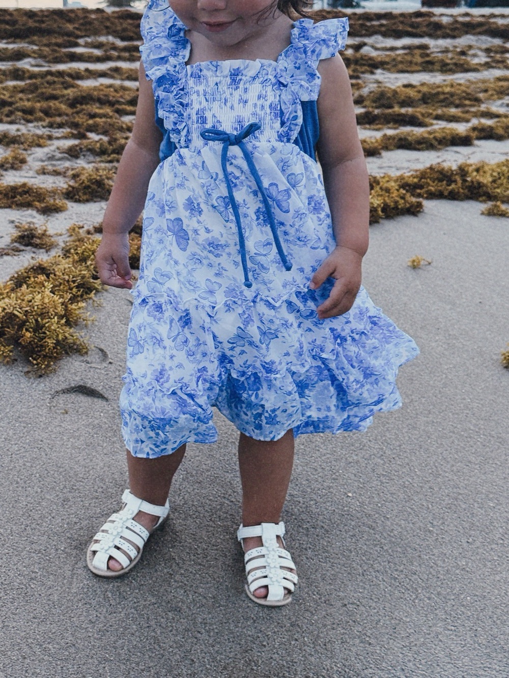 Blue & White Floral Ruffle Sundress 3T